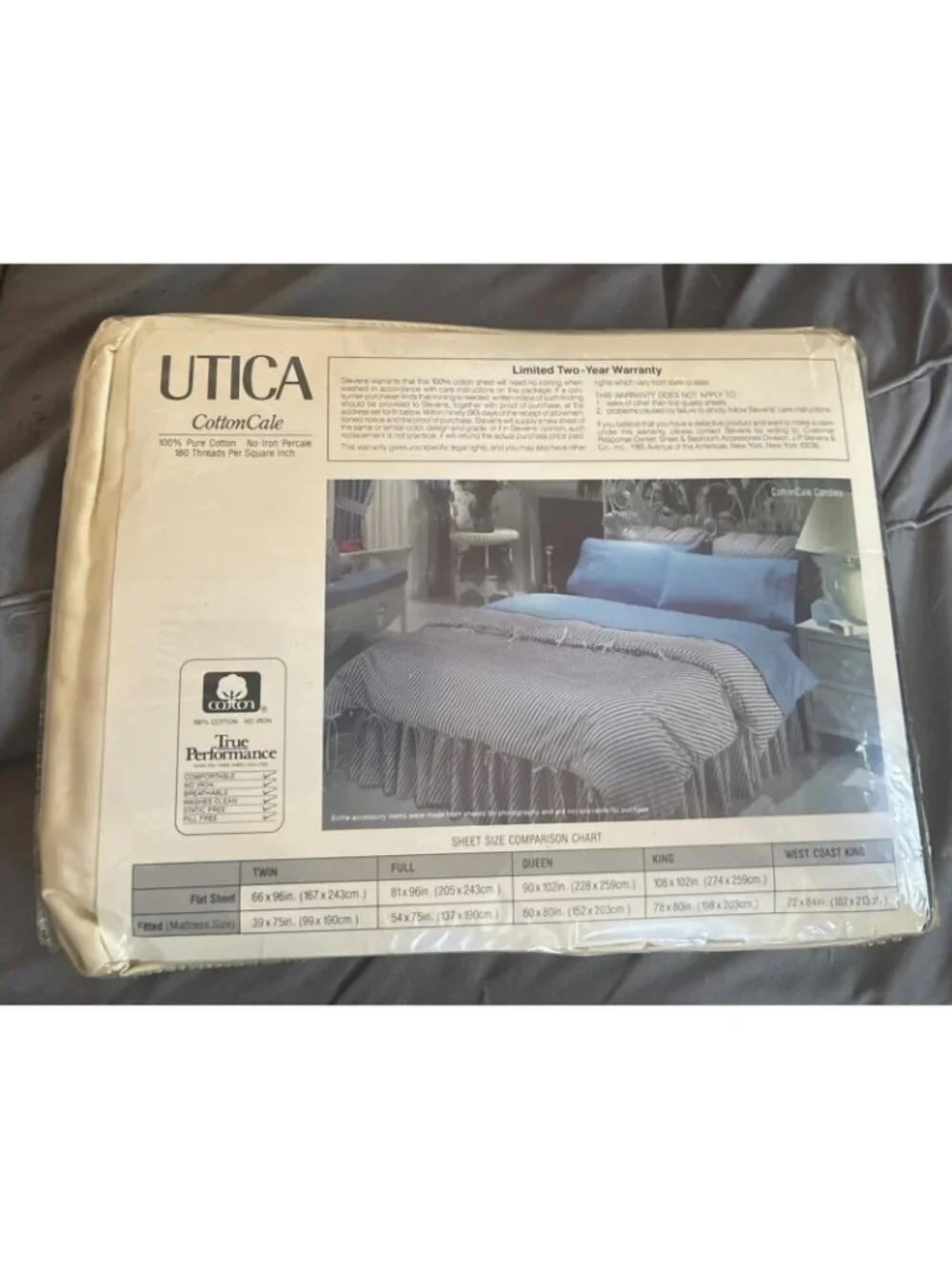 UTICA J.P. Stevens Twin Fitted Sheet NO IRON PERCALE Cream 39x75” Vintage NEW